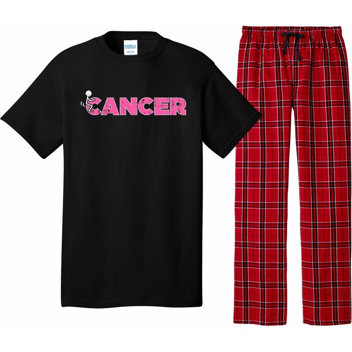 Fuck Breast Cancer Stick Figure Pink Ribbon Awareness Pajama Set