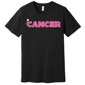 Fuck Breast Cancer Stick Figure Pink Ribbon Awareness Premium T-Shirt