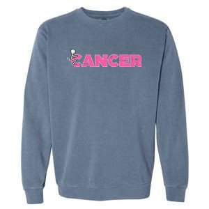 Fuck Breast Cancer Stick Figure Pink Ribbon Awareness Garment-Dyed Sweatshirt