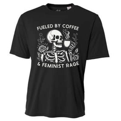 Fueled By Coffee & Feminist Rage Feminism Cooling Performance Crew T-Shirt