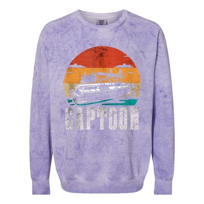 Funny Boating Captoon Pontoon Tritoon Captain Pontoon Boat Colorblast Crewneck Sweatshirt