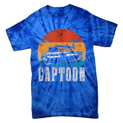 Funny Boating Captoon Pontoon Tritoon Captain Pontoon Boat Tie-Dye T-Shirt