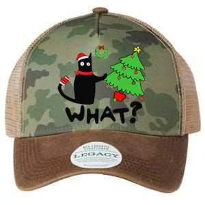 Funny Black Cat Pushing Christmas Tree Over Funny Cat What Legacy Tie Dye Trucker Hat