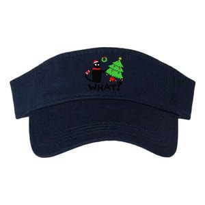 Funny Black Cat Pushing Christmas Tree Over Funny Cat What Valucap Bio-Washed Visor