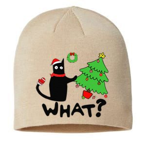 Funny Black Cat Pushing Christmas Tree Over Funny Cat What Sustainable Beanie