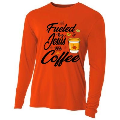 Fueled By Coffee Jesus Funny Caffeine Lover Thanksgiving Day Cooling Performance Long Sleeve Crew