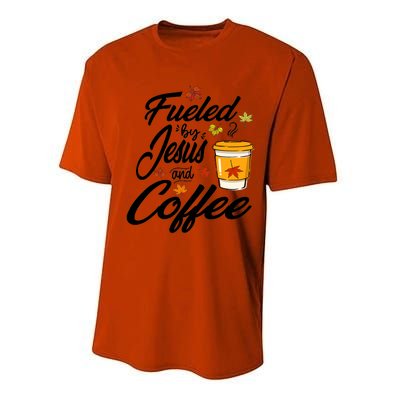 Fueled By Coffee Jesus Funny Caffeine Lover Thanksgiving Day Performance Sprint T-Shirt