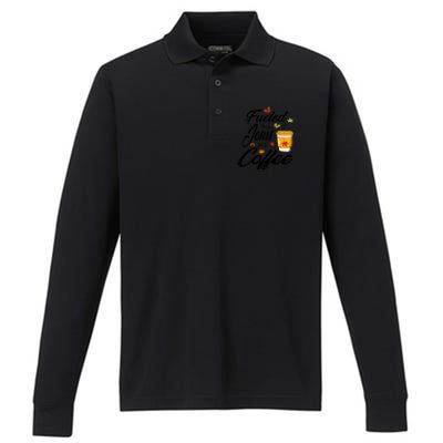 Fueled By Coffee Jesus Funny Caffeine Lover Thanksgiving Day Performance Long Sleeve Polo