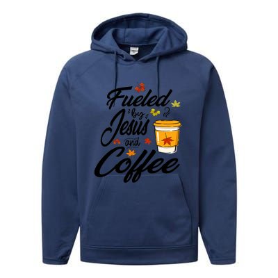 Fueled By Coffee Jesus Funny Caffeine Lover Thanksgiving Day Performance Fleece Hoodie