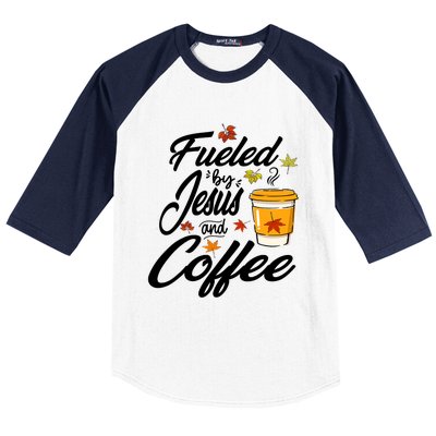 Fueled By Coffee Jesus Funny Caffeine Lover Thanksgiving Day Baseball Sleeve Shirt