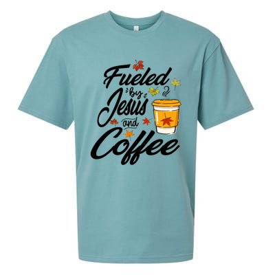 Fueled By Coffee Jesus Funny Caffeine Lover Thanksgiving Day Sueded Cloud Jersey T-Shirt