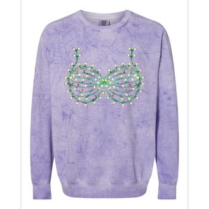 Funny Boobs Christmas Xmas Lights Gag Bra Colorblast Crewneck Sweatshirt