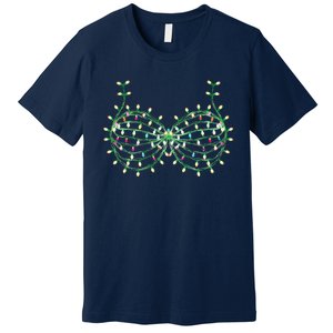 Funny Boobs Christmas Xmas Lights Gag Bra Premium T-Shirt