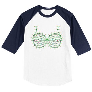 Funny Boobs Christmas Xmas Lights Gag Bra Baseball Sleeve Shirt