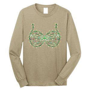 Funny Boobs Christmas Xmas Lights Gag Bra Long Sleeve Shirt