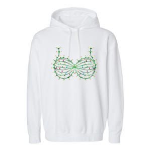 Funny Boobs Christmas Xmas Lights Gag Bra Garment-Dyed Fleece Hoodie