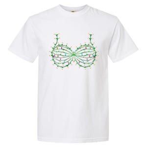 Funny Boobs Christmas Xmas Lights Gag Bra Garment-Dyed Heavyweight T-Shirt