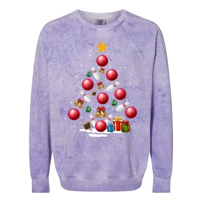 Funny Bowling Christmas Tree Lights Xmas Funny Gift Gift Colorblast Crewneck Sweatshirt