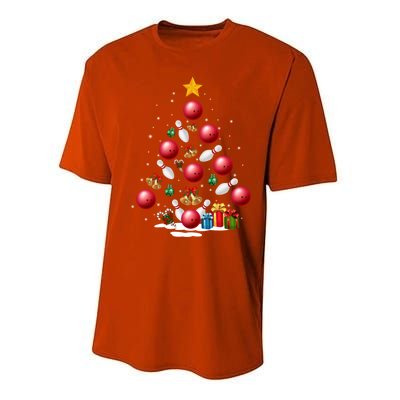 Funny Bowling Christmas Tree Lights Xmas Funny Gift Gift Performance Sprint T-Shirt