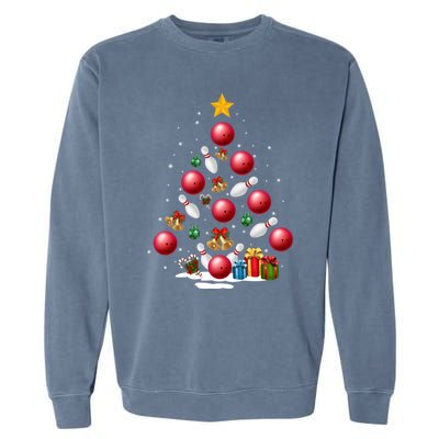 Funny Bowling Christmas Tree Lights Xmas Funny Gift Gift Garment-Dyed Sweatshirt