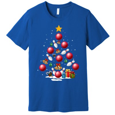 Funny Bowling Christmas Tree Lights Xmas Funny Gift Gift Premium T-Shirt