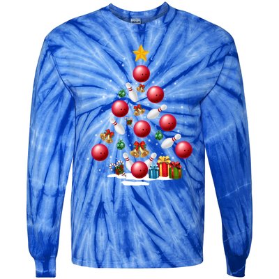 Funny Bowling Christmas Tree Lights Xmas Funny Gift Gift Tie-Dye Long Sleeve Shirt