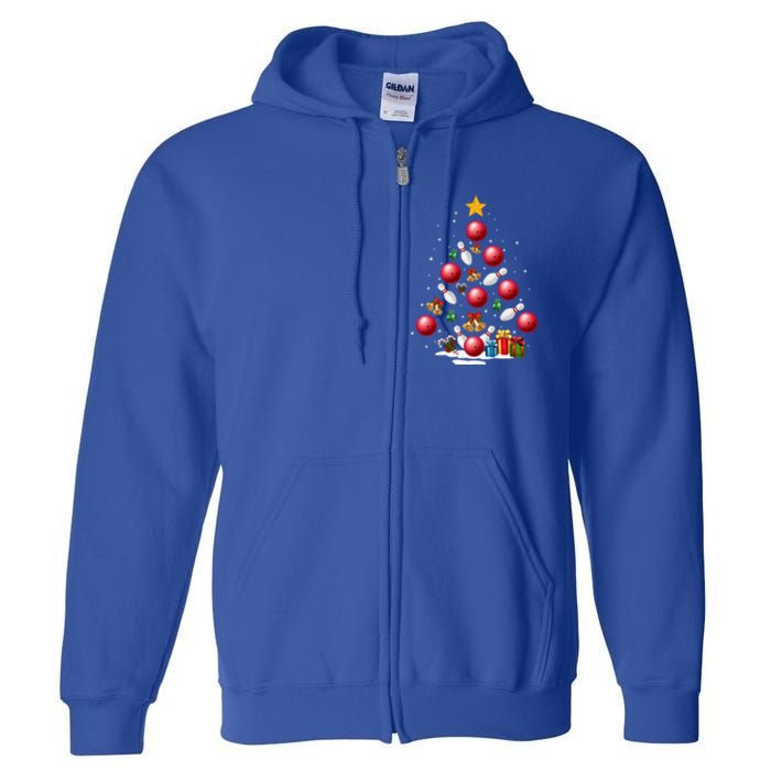 Funny Bowling Christmas Tree Lights Xmas Funny Gift Gift Full Zip Hoodie