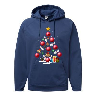 Funny Bowling Christmas Tree Lights Xmas Funny Gift Gift Performance Fleece Hoodie