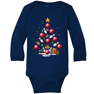 Funny Bowling Christmas Tree Lights Xmas Funny Gift Gift Baby Long Sleeve Bodysuit