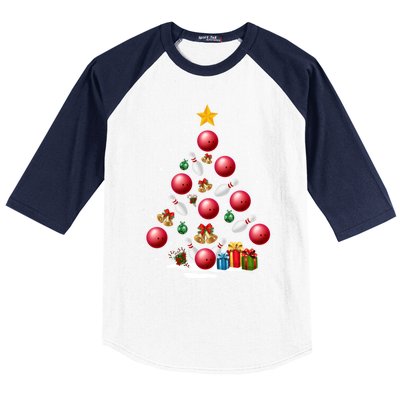 Funny Bowling Christmas Tree Lights Xmas Funny Gift Gift Baseball Sleeve Shirt