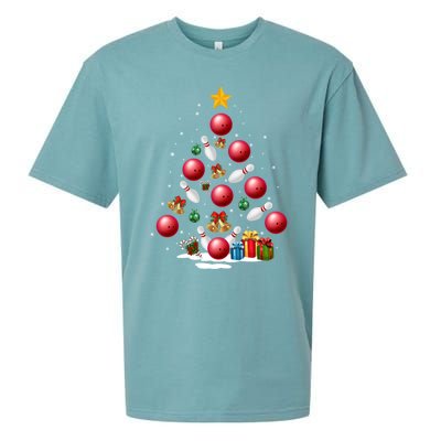 Funny Bowling Christmas Tree Lights Xmas Funny Gift Gift Sueded Cloud Jersey T-Shirt