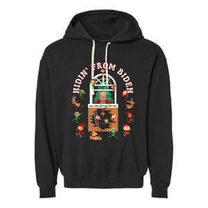 Funny Biden Christmas Sniffing Creepy Joe Hidin From Biden Garment-Dyed Fleece Hoodie