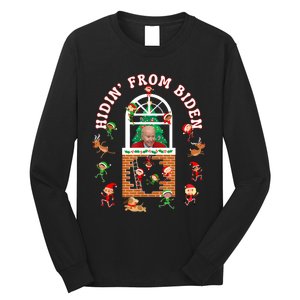 Funny Biden Christmas Sniffing Creepy Joe Hidin From Biden Long Sleeve Shirt