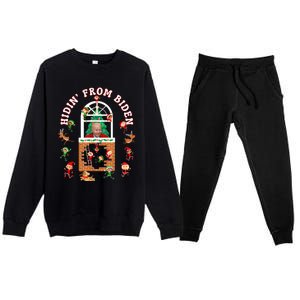 Funny Biden Christmas Sniffing Creepy Joe Hidin From Biden Premium Crewneck Sweatsuit Set