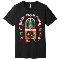 Funny Biden Christmas Sniffing Creepy Joe Hidin From Biden Premium T-Shirt