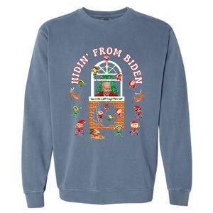 Funny Biden Christmas Sniffing Creepy Joe Hidin From Biden Garment-Dyed Sweatshirt