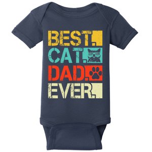 Funny Best Cat Dad Ever, Retro Fathers Day Gift Cat Lovers Baby Bodysuit