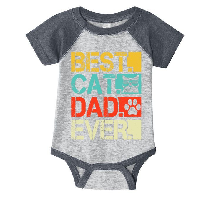 Funny Best Cat Dad Ever, Retro Fathers Day Gift Cat Lovers Infant Baby Jersey Bodysuit