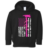 Firefighter Breast Cancer Awareness USA Flag Pink Ribbon Toddler Hoodie