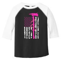 Firefighter Breast Cancer Awareness USA Flag Pink Ribbon Toddler Fine Jersey T-Shirt