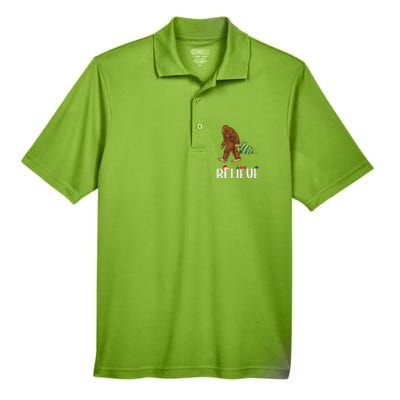 Funny Bigfoot Christmas Tree Lights Funny Sasquatch Believe Men's Origin Performance Pique Polo