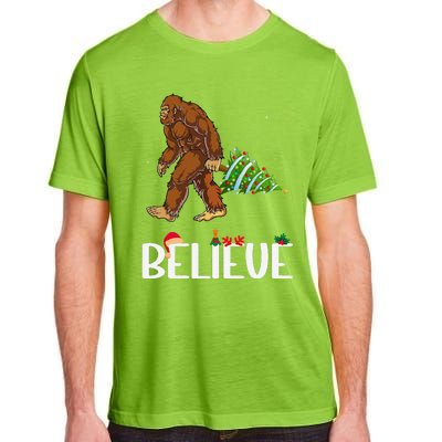 Funny Bigfoot Christmas Tree Lights Funny Sasquatch Believe Adult ChromaSoft Performance T-Shirt