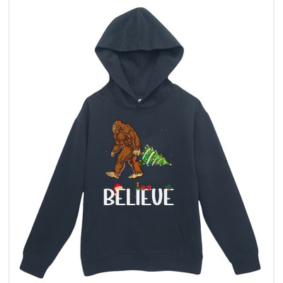 Funny Bigfoot Christmas Tree Lights Funny Sasquatch Believe Urban Pullover Hoodie