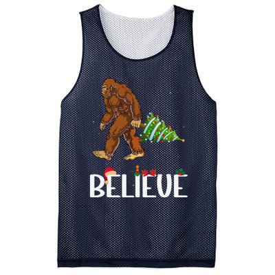 Funny Bigfoot Christmas Tree Lights Funny Sasquatch Believe Mesh Reversible Basketball Jersey Tank