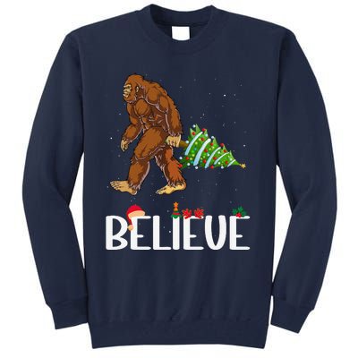 Funny Bigfoot Christmas Tree Lights Funny Sasquatch Believe Tall Sweatshirt