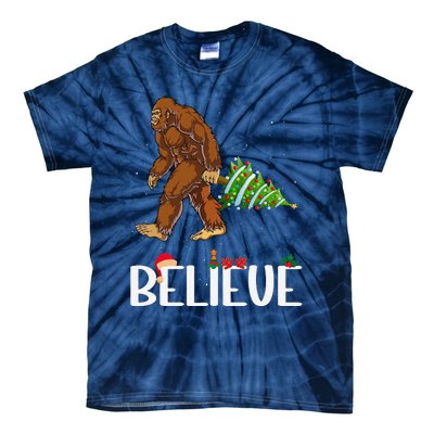 Funny Bigfoot Christmas Tree Lights Funny Sasquatch Believe Tie-Dye T-Shirt