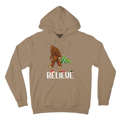 Funny Bigfoot Christmas Tree Lights Funny Sasquatch Believe Hoodie