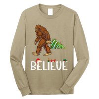 Funny Bigfoot Christmas Tree Lights Funny Sasquatch Believe Long Sleeve Shirt