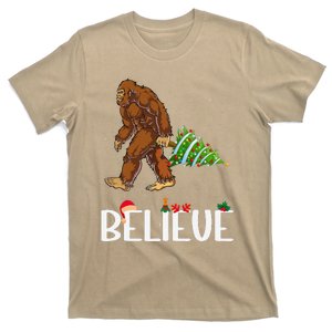 Funny Bigfoot Christmas Tree Lights Funny Sasquatch Believe T-Shirt