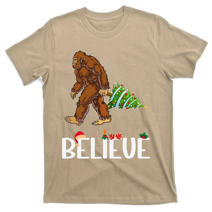 Funny Bigfoot Christmas Tree Lights Funny Sasquatch Believe T-Shirt